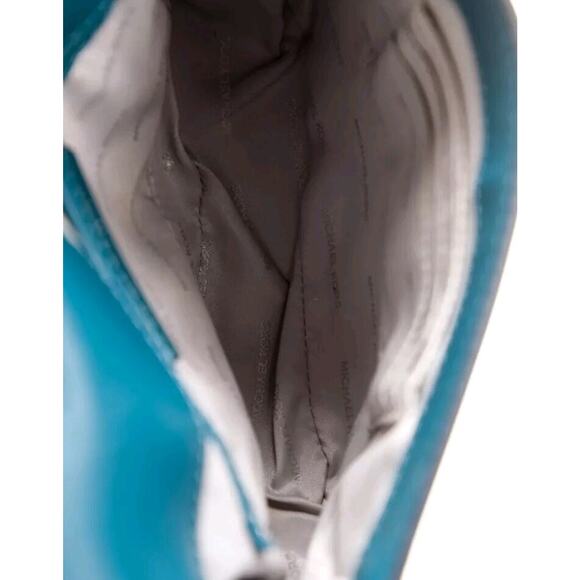 Michael Kors Half Dome Crossbody Bag Teal Green Suede & Leather Chain Strap Smal - Picture 6 of 7